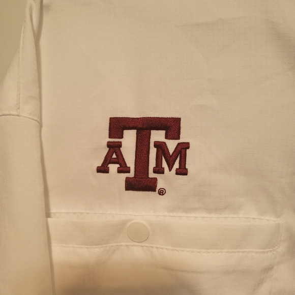 Columbia PFG men's white button-down shirt Texas ATM  Large - Picture 3 of 7